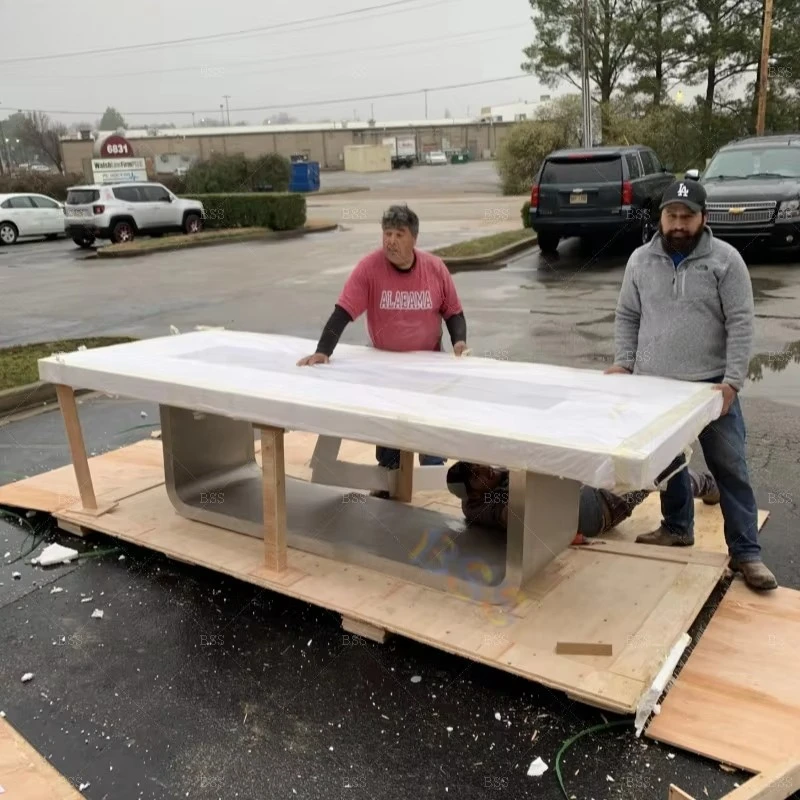 إيطاليا تصميم رائجة البيع مستطيل كبير الحجم 16ft طويل 18 مقاعد الرخام الاصطناعي مكتب طاولة المؤتمرات الحديثة