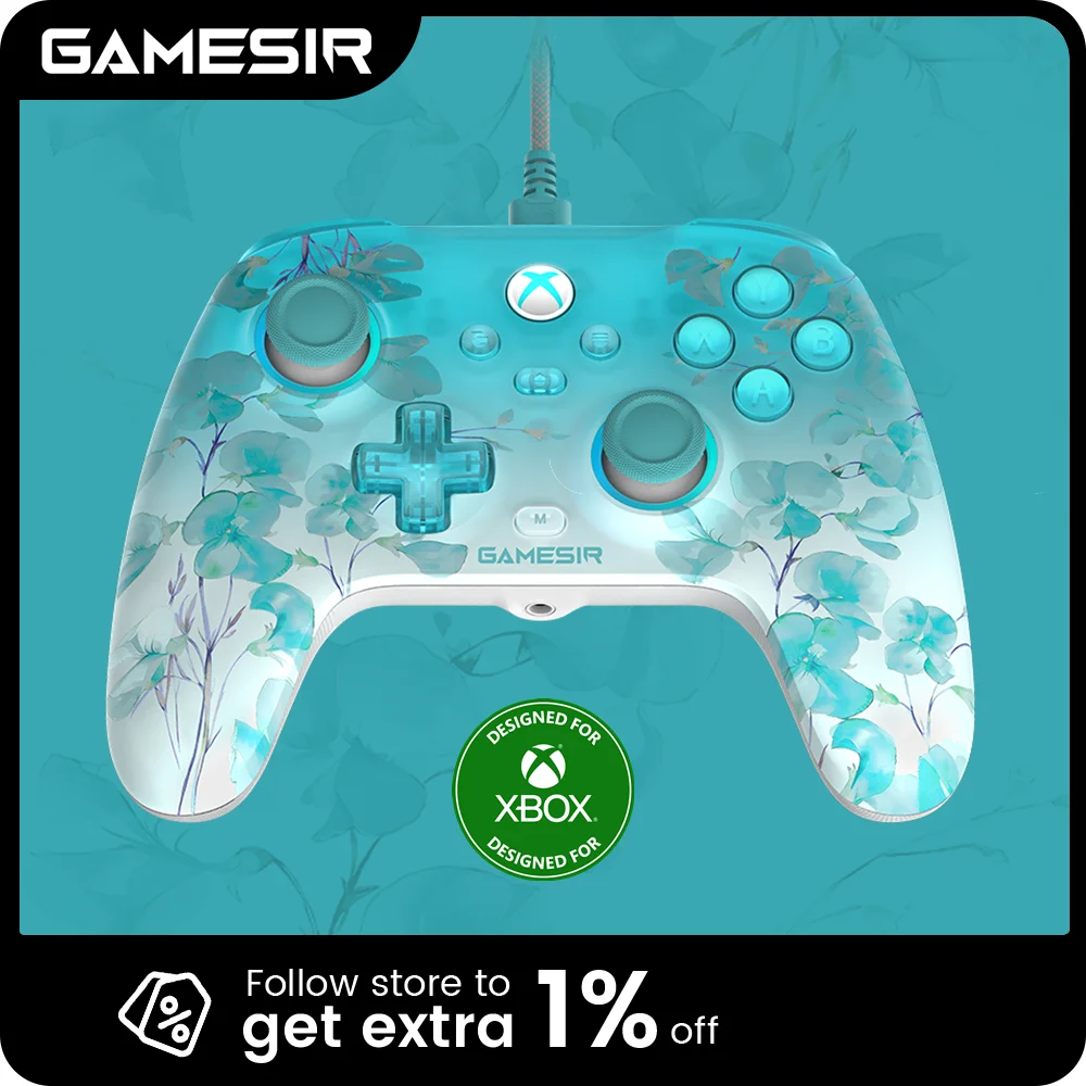 GameSir T7 Pro Floral Controle Xbox com Joystick de Efeito Hall para Xbox Series X, Xbox Series S, Xbox One X | Console de jogos S