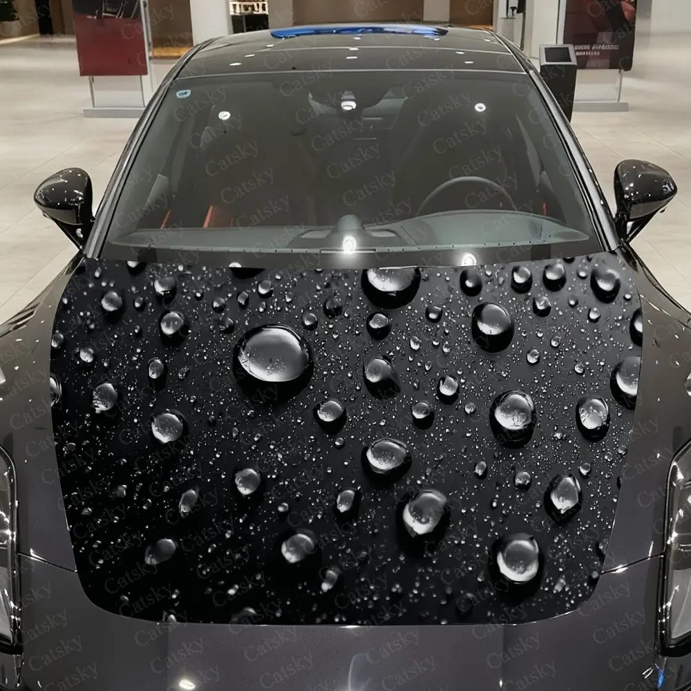 

Water Drop Fantasy Car Vinyl Wrap, PVC Material Waterproof Car Hood Sticker, Self-Adhesive Scratch-Resistant Stickers for Engine