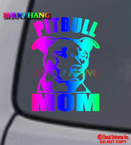 Pitbull Mom Vinyl Decal Sticker Car Window Crash Wall I Love My Rescue Dog Car Window Bicycle Motorcycle Helmet PVC