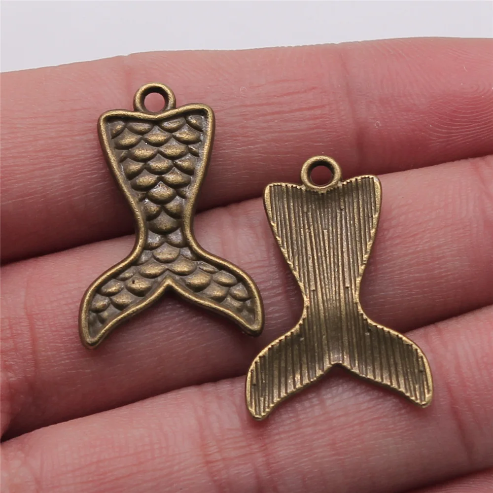 

10 шт., 19x27 мм, 2 цвета: античное серебро, античная бронза, подвески в форме хвоста русалки, аксессуары для изготовления украшений ручной работы