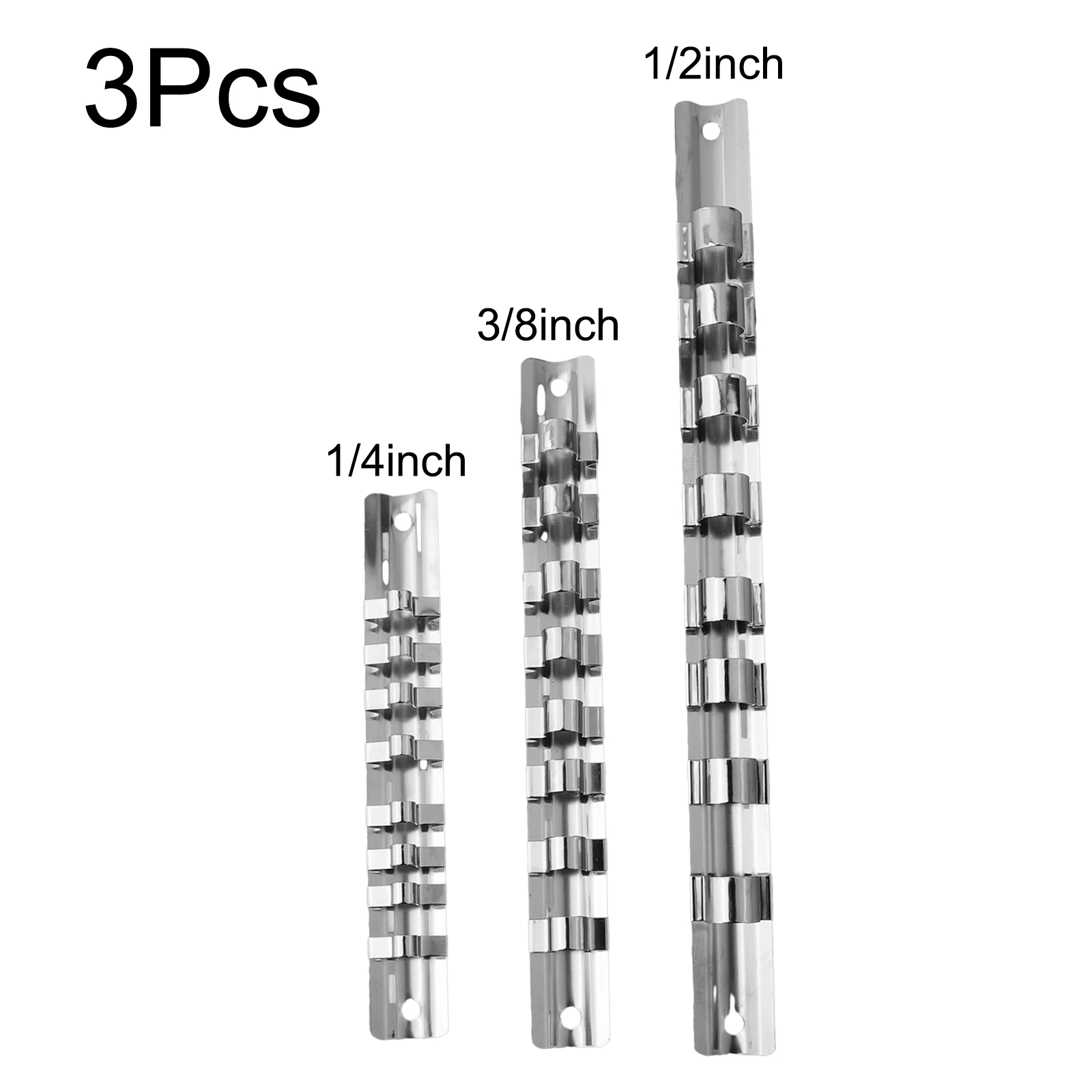 Socket Rack Holder 1/4 3/8 1/2inch With 8 Clips On Rail Tool Organizer Storage Socket Storage Rack For Storing Loose Sockets
