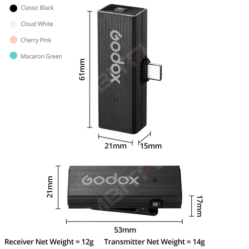 Imagen 2 del producto Godox MoveLink Mini LT UC micrófono inalámbrico 2,4 GHz transmisor receptor micrófono Lavalier para iPhone tipo C Smartphone cámara DSLR