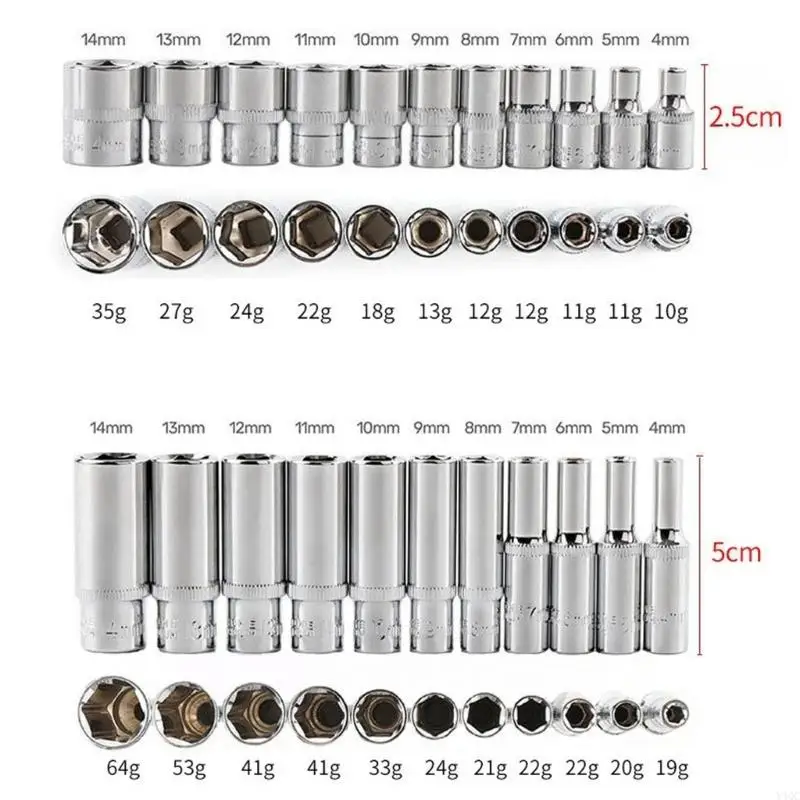 11Pcs Inner Hexagonal Socket Set Deep Socket 4-14mm Professional Steel Socket Y4QC