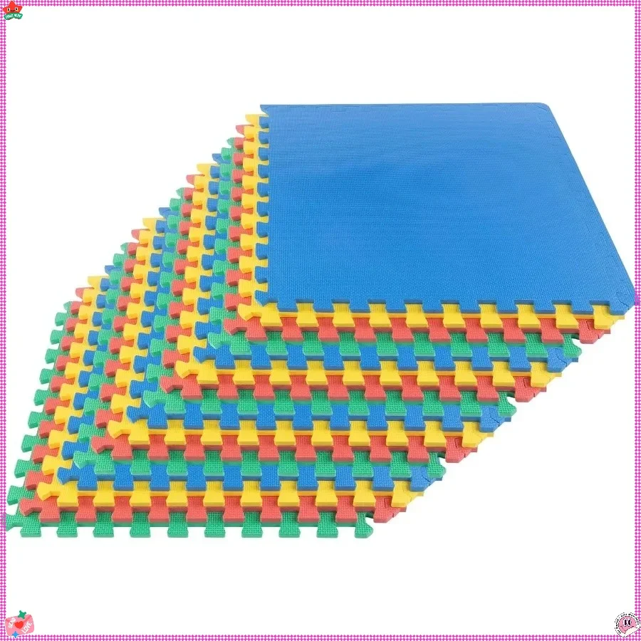 

16-pack of interlocking EVA foam mats, 64 square feet, for gyms and game rooms, multi-colored, multi-use, durable