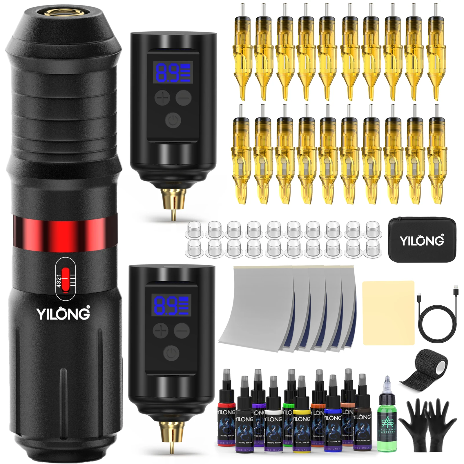 YILONG Tattoo Kit Wireless High Power Tattoo Pen Kit For Permanent Makeup Tattoo Machine Kit Hot High Quality Tattoo Gun Kit