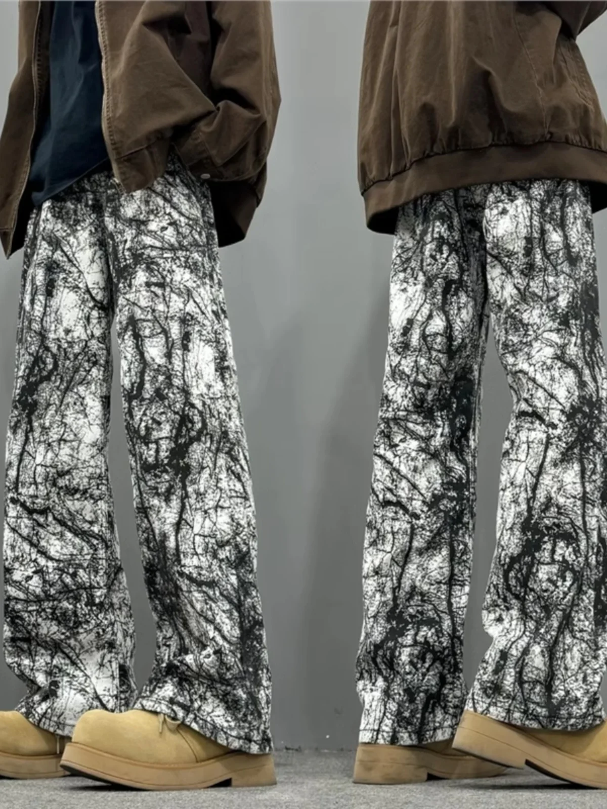 

Мужские джинсы в стиле ретро-американский кэжуал, модный дизайн, прямые брюки с легким расклешением, весна-осень