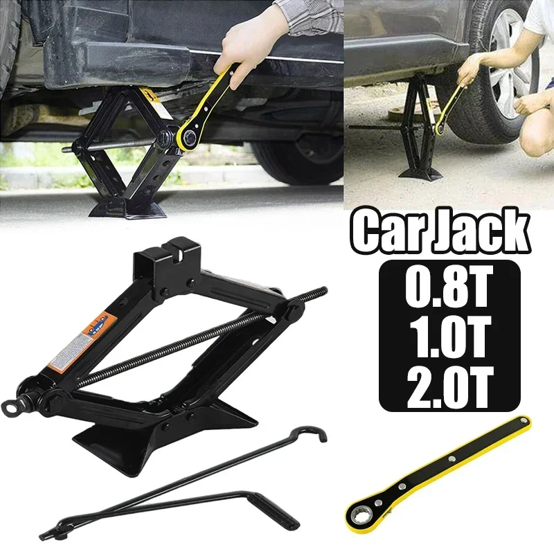 0.8T/1T/2T Car Jack Labor-saving Wrench Tire Replacement Jack Car Maintenance Tool Scissor Lift Automobile Tire Jack Repair Tool