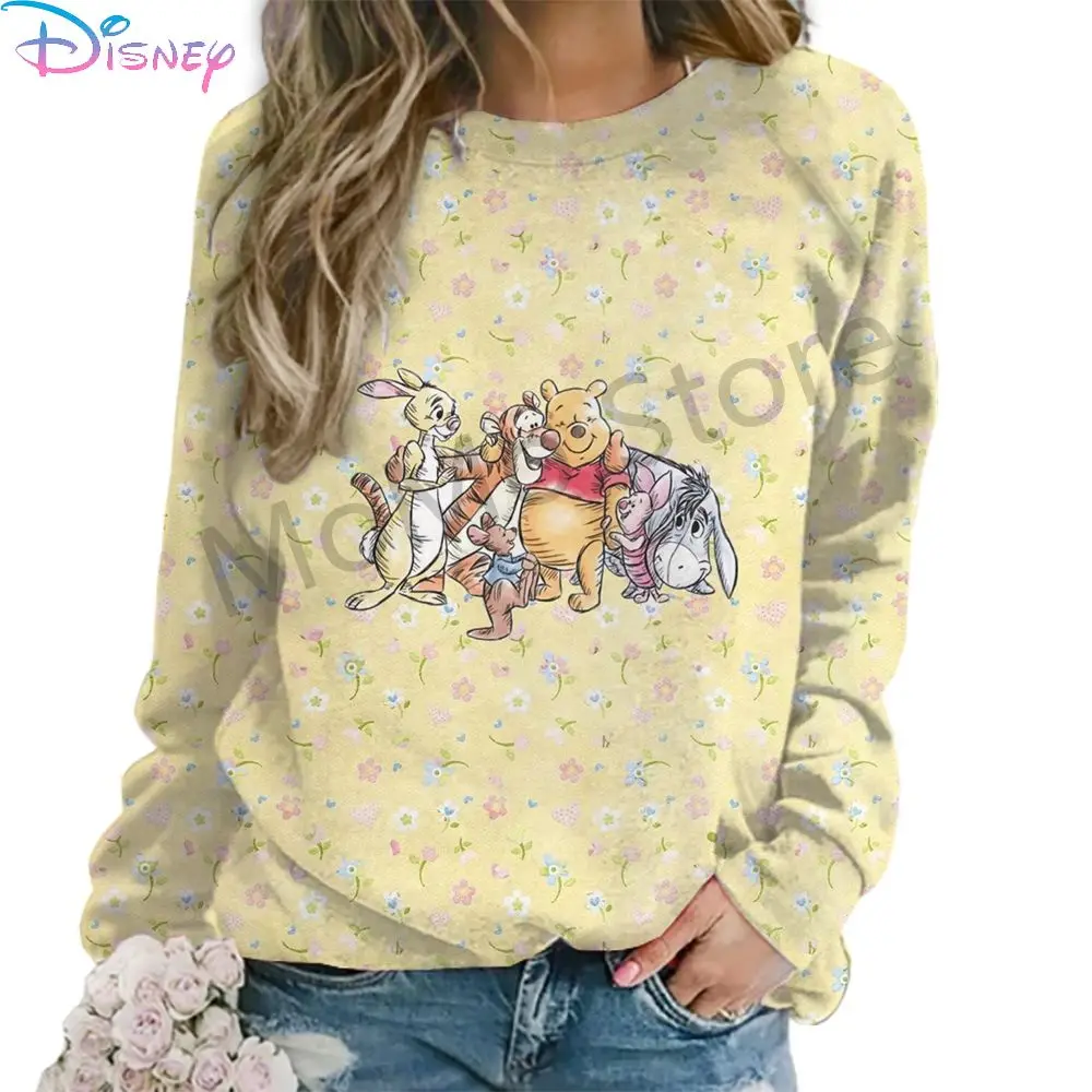 Disney Winnie the Pooh New O-Neck Streetwear Women\'s Long Sleeve Sweatshirts Kawaii Clothes 3D Print Lovely High Quality S-3XL