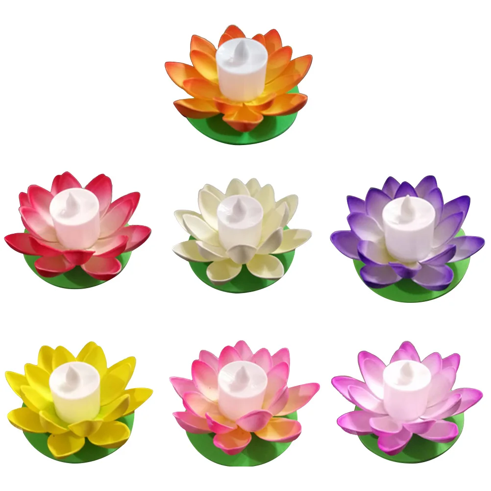

7Pcs Lotus Lantern Candles Flameless LED Decorative Lights Water Features Home Wedding Party