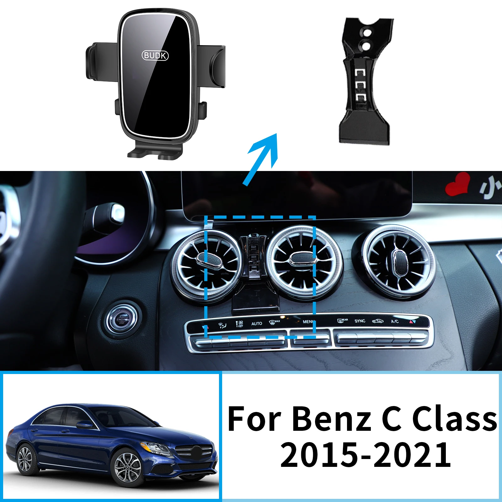 

Car Mobile Phone Holder for Benz C Class W205 2015 2016 2017 2018 2019 2020 2021 Navigation Stand Auto Accessories GPS Bracket