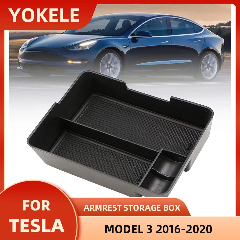 

Автомобильный ящик для хранения для Tesla Model 3 2016-2020, центральный подлокотник, консоль, кружка мобильный телефон Key, органайзер для мелких предметов, аккуратные аксессуары
