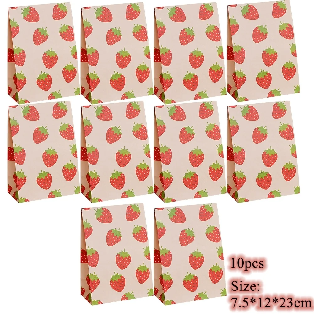 1Set Strawberry Disposable Tableware Paper Straws Stciker Banners For Kids Summer Sweet One Strawberry Birthday Decorations