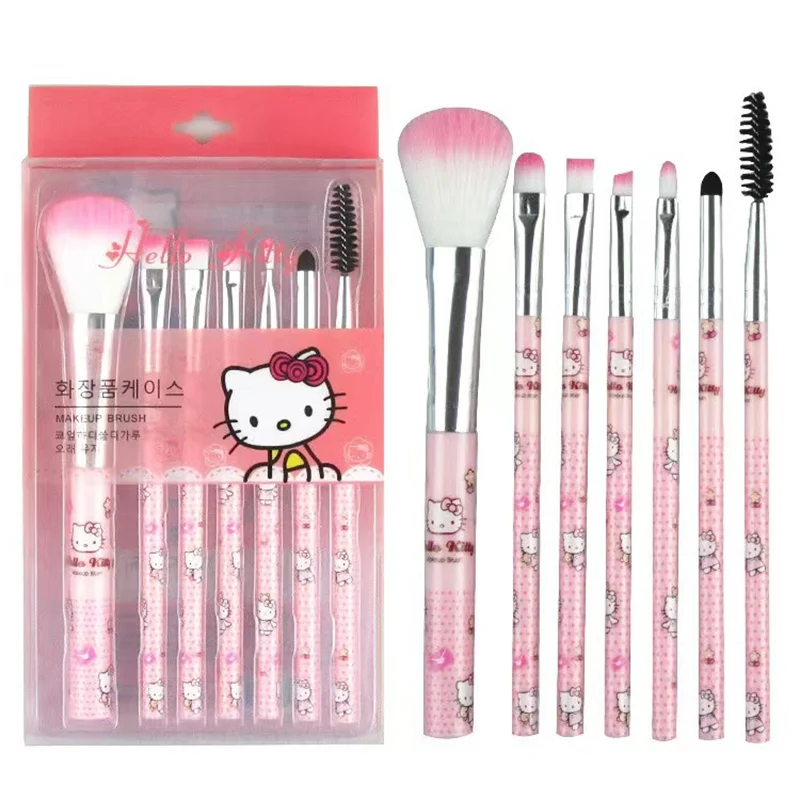 Sanrio Hello Kitty Makeup Brushes Set Anime Fashion Jewelry Blush Eyebrow Lip Eyeshadow Brush Beauty Tools Girls Gift with Box ﻿