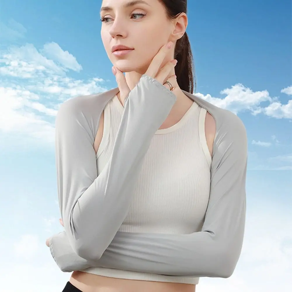 Solid Color Sunscreen Arm Sleeves Arm Cover Shawl Sun Protection Sleeve Summer Ice Silk Sleeves Long Sleeve UV Protection