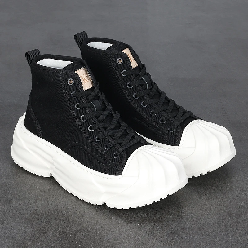 

Fashion New Canvas Shoes Thick-soled Increase Casual Breathable High Top Board Shoes Non-slip All Strap Fashionable Men's Shoes