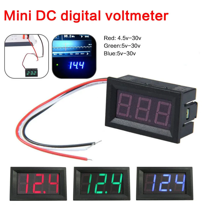 DC4.5V-30V Waterproof Digital Voltmeter Car Boat Motorcycle 0.56inch LED Display Volt Voltage Meter Mini Tester Panel Ammeter