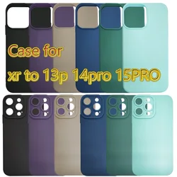 For iPhone XR To 13Pro XR Diy 13 14 15 Pro Silicone Matte Protection Case Soft TPU XR Like 14 15 P Back Cover Phone Case