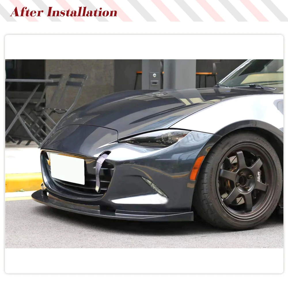 PU Black Primer Car Front Bumper Lip Splitters for Mazda MX5 MX-5 ND The 4th Generation Car Front Bumper Lip Spoiler