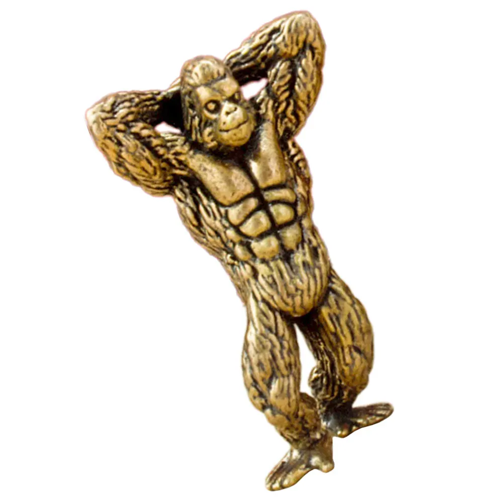 

Vintage Brass Gorilla Statue Miniature Indoor Tabletop Decor Smooth Surface Comfortable Touch Creative Unique Home Office