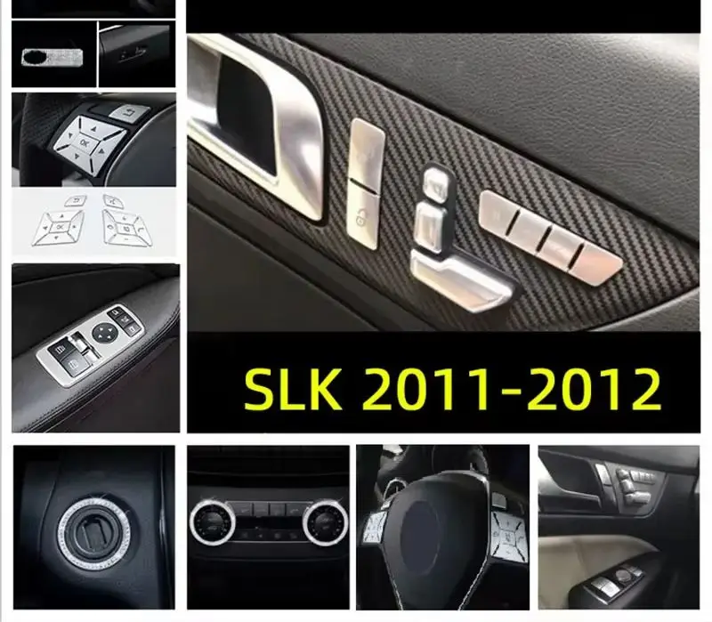 For Mercedes Benz SLK R172 2011 2012, Car Center Console CD Number Multimedia ON Switch Steering Wheel Window Lift Button Patch