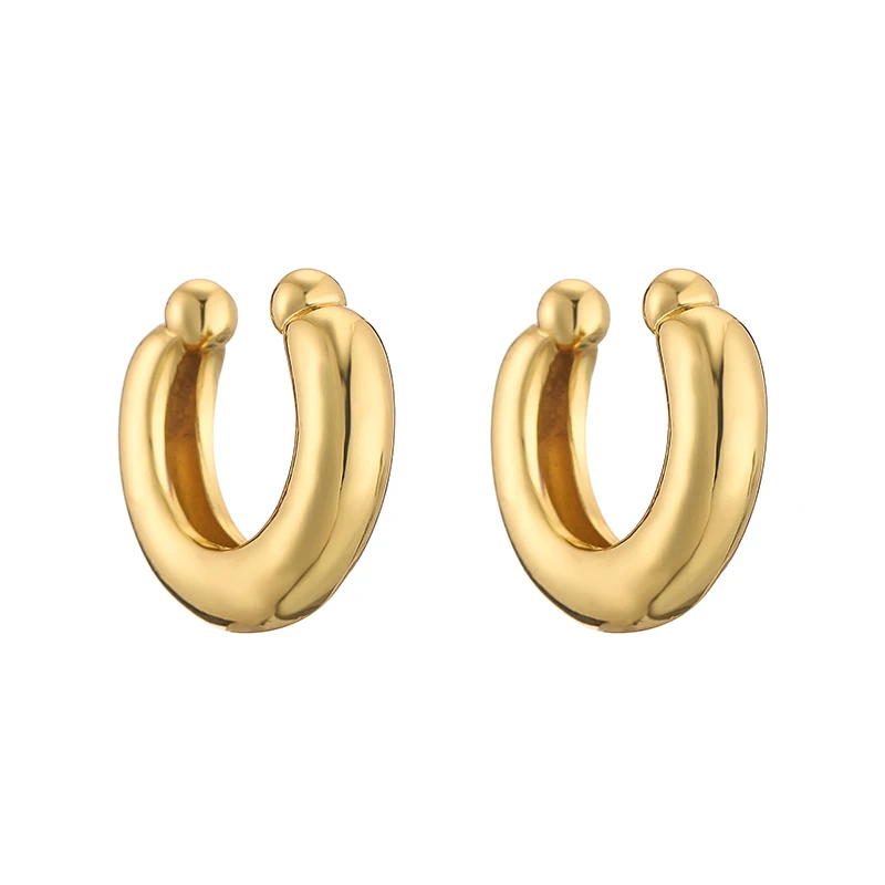 HECHENG-الكفة الأذن مكتنزة فريدة من نوعها للنساء ، 18K مطلية بالذهب الحقيقي ، على نحو سلس النحاس ، فريدة من نوعها