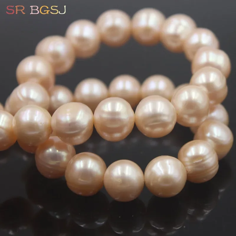 6 8 10 12 14mm  Pink Genuine Natural Freshwater Round Pearl Beads Nice for Making Necklace Or Bracelet 14inch