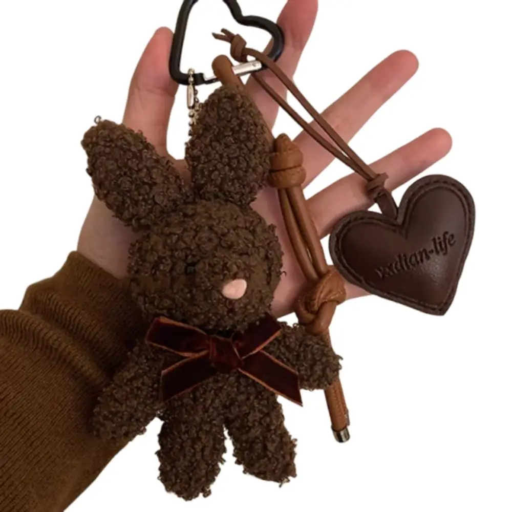Bag Charm Fluffy Plush Rabbit Keychain Soft Cute Plush Rabbit Doll Pendant Kawaii Y2K Stuffed Backpack Pendant Hanging Ornaments
