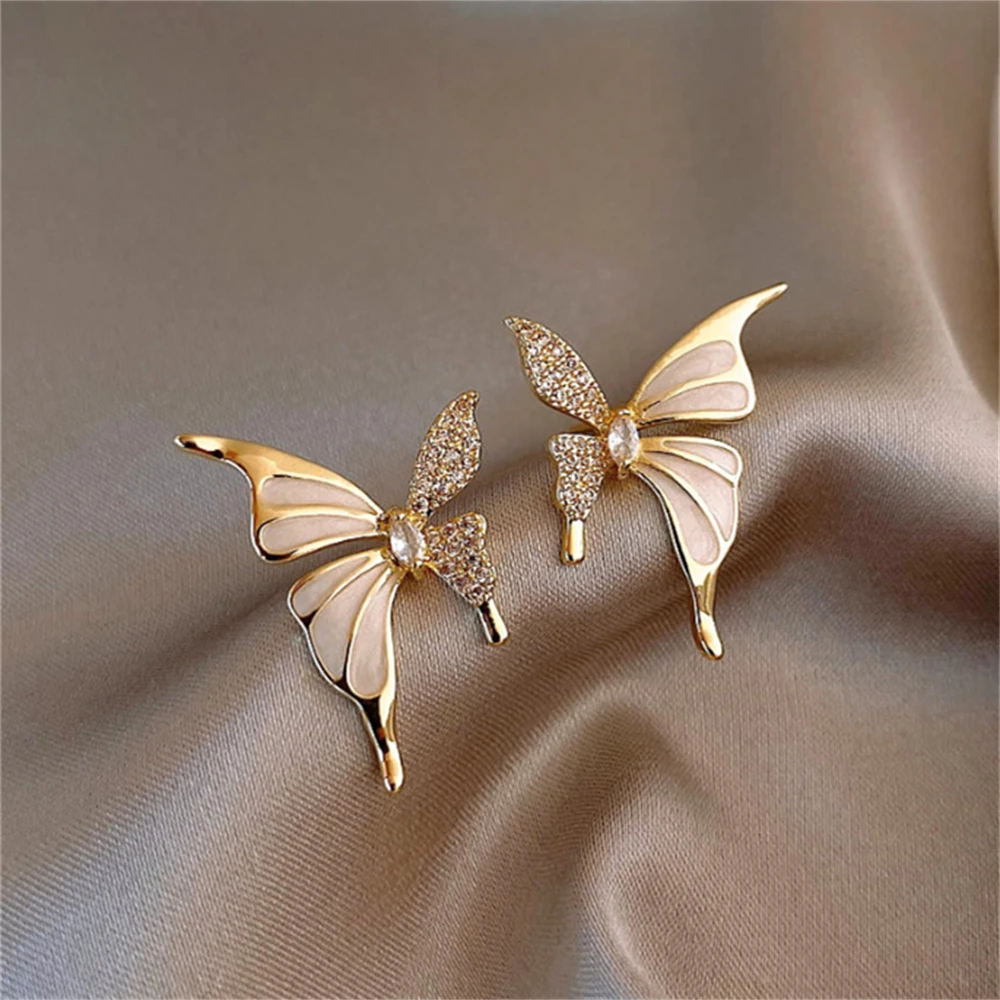 2PCS Women Geometric Small Hoops Earrings Paperclip Shape Metal Earrings CZ Stones Shiny Girls Party Jewelry set image 4