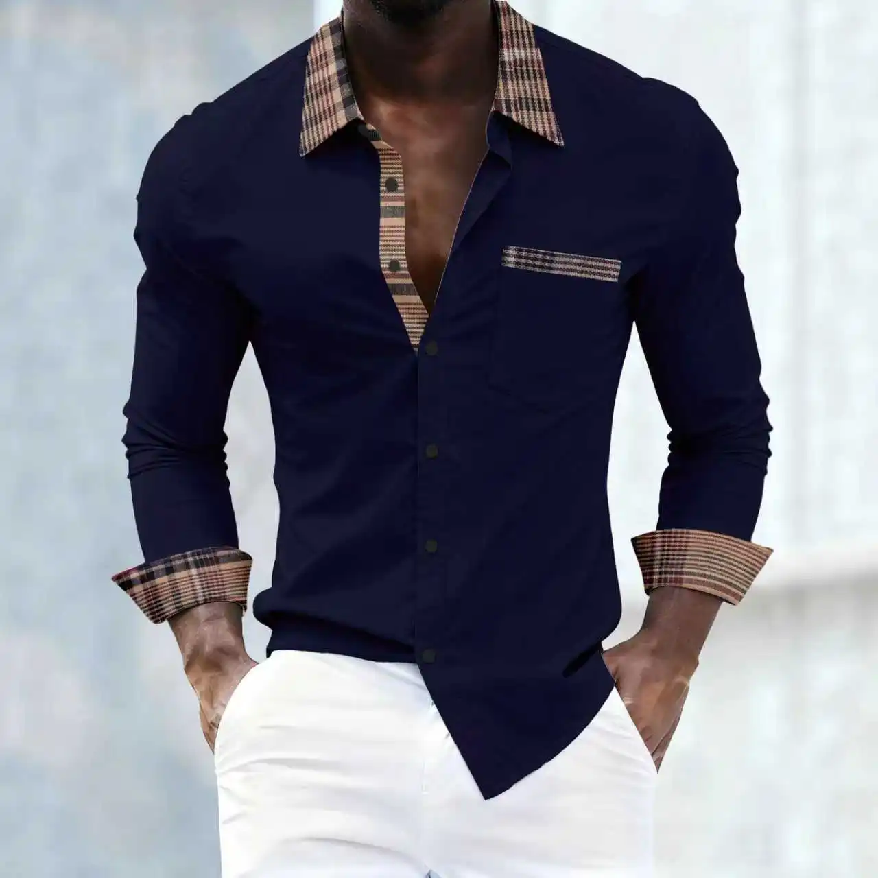 

Spring And Autumn Men's 3D Printed Men's Long Sleeve Shirt Casual Shirt
