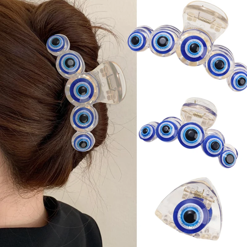 

3Size Evil Eye Blue Eye Hair Claws Fashion Hair Clips for Women Türkiye Eyes Claw Clip Large Medium Small Headwear Accessories