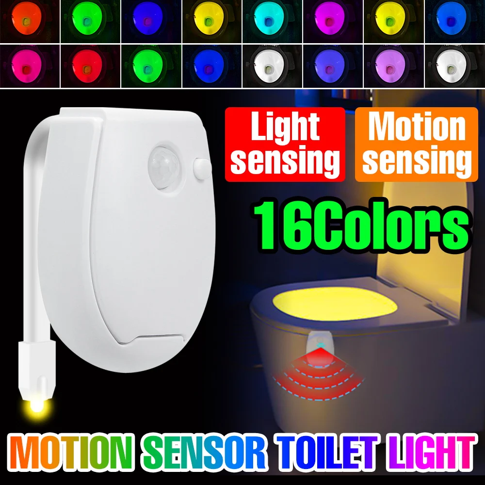 

LED Toilet Lamp PIR Motion Sensor RGB Washroom Backlight 7 Colors Indoor Atmosphere Nightlight Home Bathroom Decor Lighting