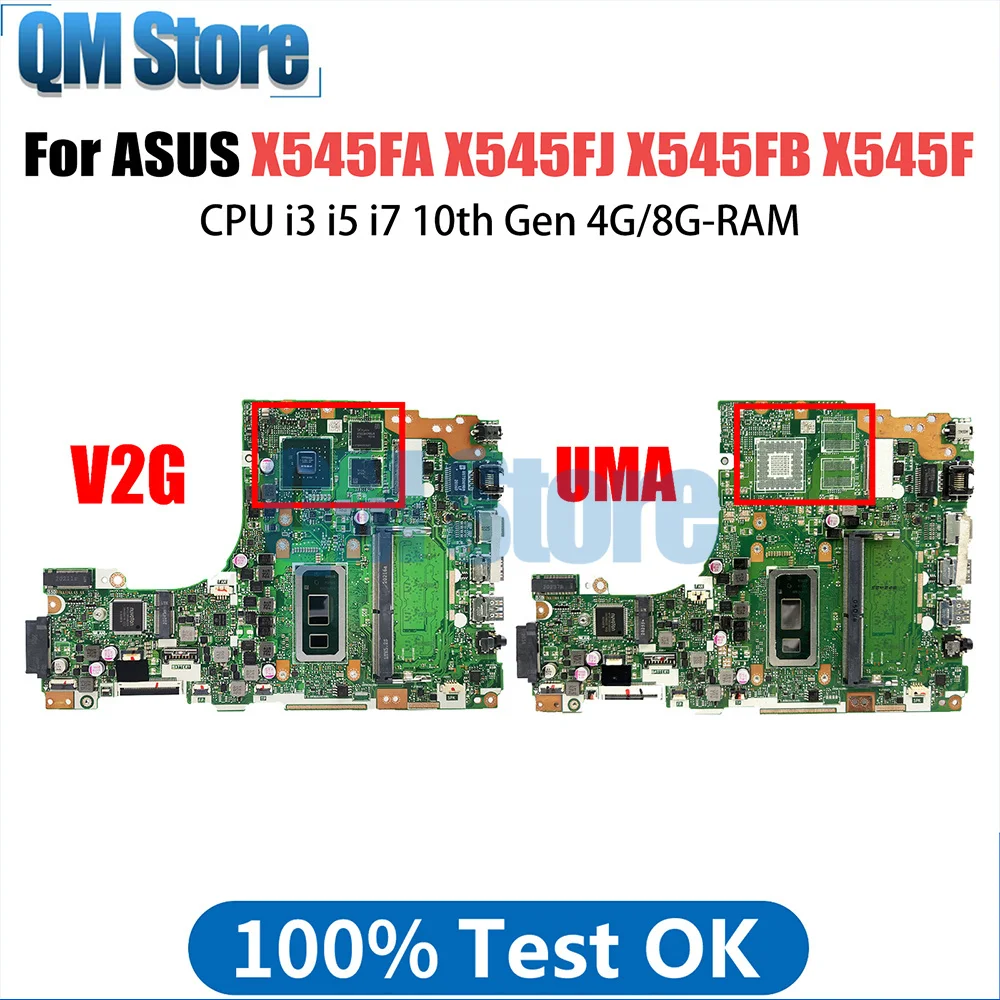 

X545F Notebook Mainboard For ASUS Vivobook 15 X545FA X545FJ X545FA X545FB Laptop Motherboard with i3 i5 i7 10th CPU 4GB