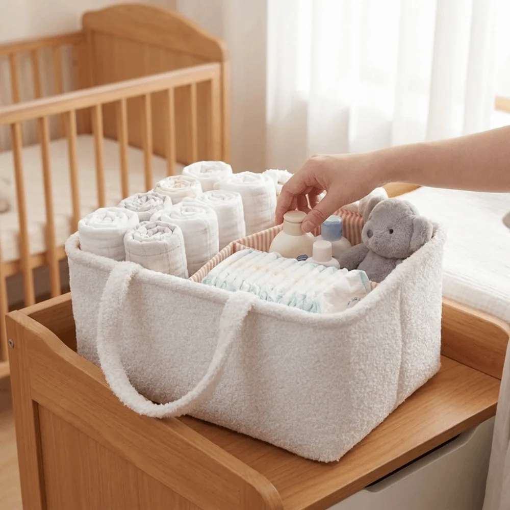 New Portable Mommy Diaper Bag Multifunctional Large Capacity Feeding Bottle Organizer Material Durable Storage Basket Hospital