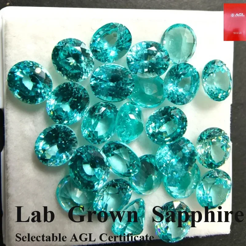 

Lab Grown Paraiba Oval Cut Top Quality Lab Created Sapphire Gemstone for Diy Jewelry Making Materials With AGL Certificate