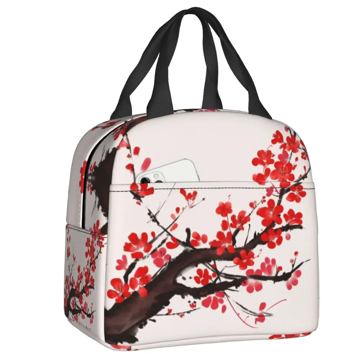 Cherry Blossom Japanese Style Insulated Lunch Bag for Women Sakura Floral Flowers Cooler Thermal Lunch Box Office Picnic Travel