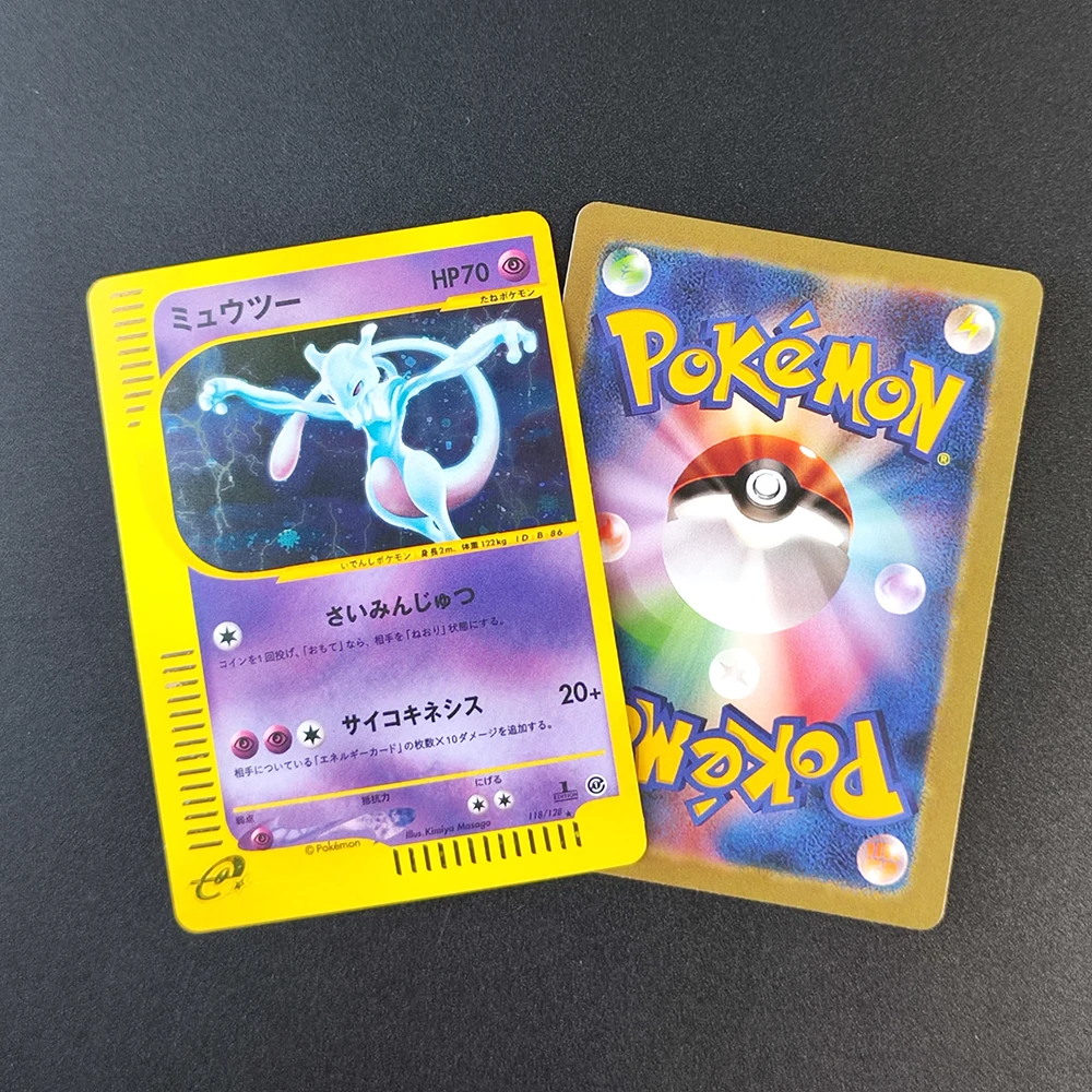 

Японский Pokemon Mewtwo-Holo Expedition-1St Edition 2001, самодельная одиночная карта, классическая игра, аниме-карты, подарочные игрушки