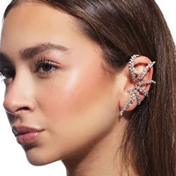 XSBODY Creative Design Snowflake Ear Cuff Earhook Non Piercing Jewelry 2024 Trendy Irregular Rhinestone Ear Clips Birthday Gift