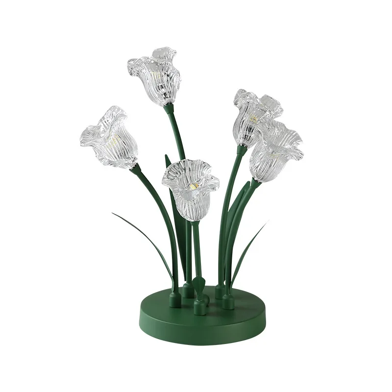 Tulip flower table lamp, modern simple led lily of the valley bedroom bedside night lamp