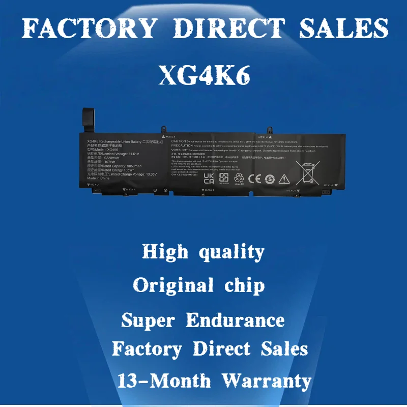 

XG4K6 11.4V 97Wh 5XJ6R 11.4V 56WH 01RR3 F8CPG 0F8CPG Original Laptop Battery For Dell XPS 17 9700 9710 Precision 5750 03324J
