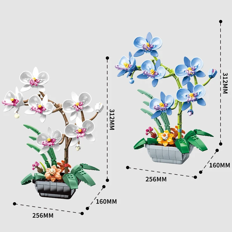 Creative Butterfly Orchid Phalaenopsis Potted Model Building Blocks 10311 MOC Flowers Plants Bonsai Bricks Toys Valentine\'s Gift