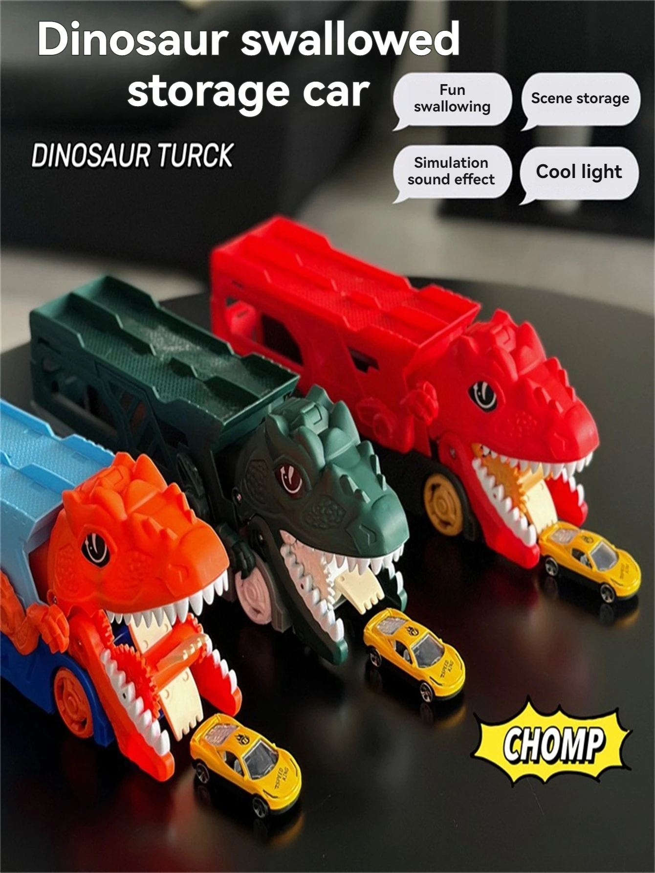 

Dinosaur swallowing storage cart, toy track, sliding transport, storage and storage, gifts for boys and girls aged 3-12