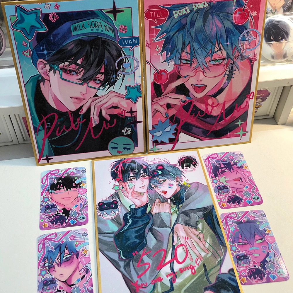 الغريبة المرحلة أنيمي 3 بوصة حتى إيفان بطاقة صغيرة صور بطاقات للفتيات الأصدقاء هدية DIY بها بنفسك بطاقة بريدية المرجعية أنيمي اكسسوارات 4 قطعة/المجموعة