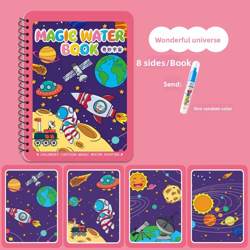 كتاب رسم مائي قابل لإعادة الاستخدام 1P - لوحة رسم سحرية خالية من الفوضى مع قلم مائي قابل لإعادة الملء