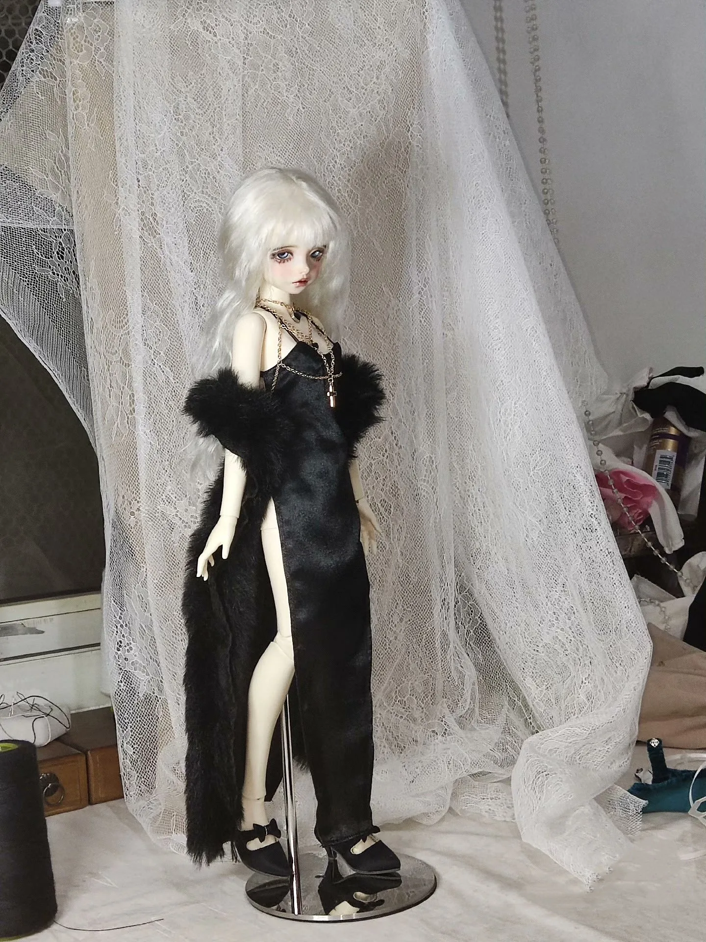 

Uncle Size BJD Doll Clothes 1/3 1/4 Dress, Skirt Necklace Chest Chain Fur Shawl Set