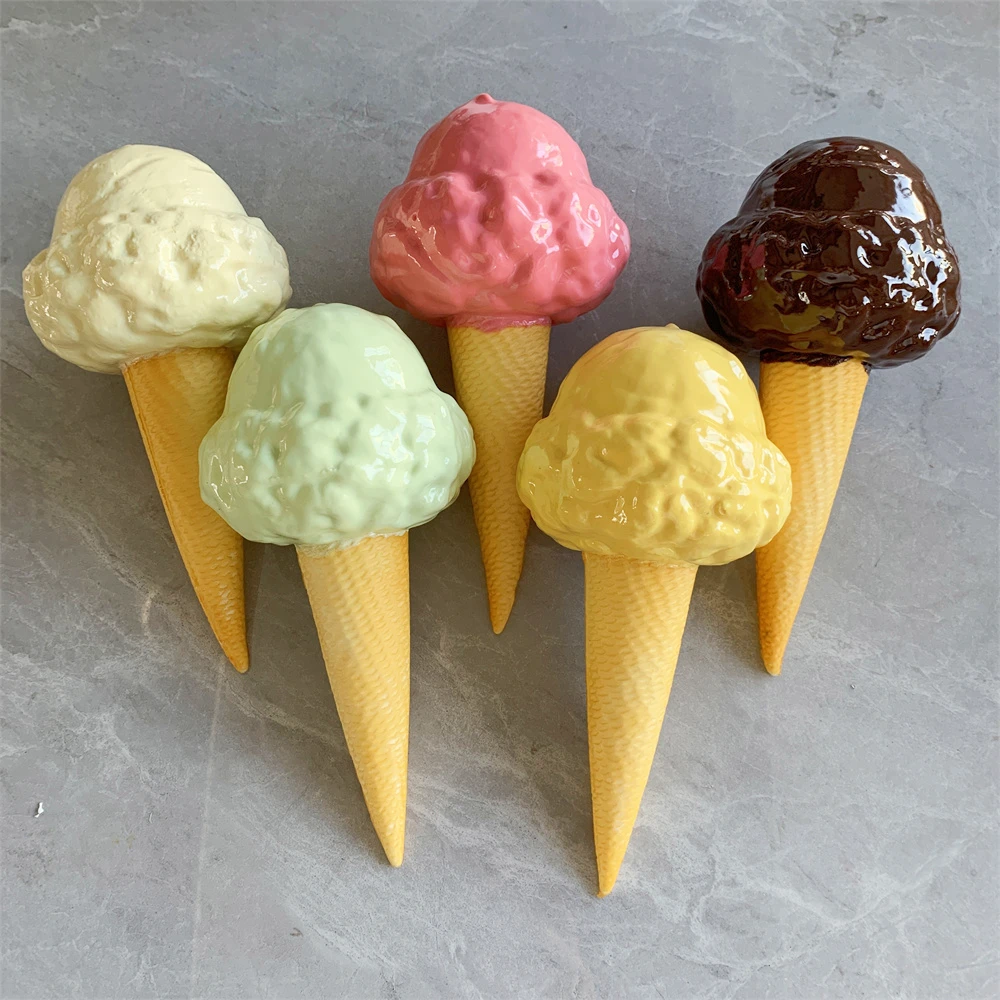 8.2in Jelly Creamy Soft Delicious Gelato Cute Toys Dessert Shop Desktop Ornament Model Gift Vanilla Ice Cream Waffle Cone Play