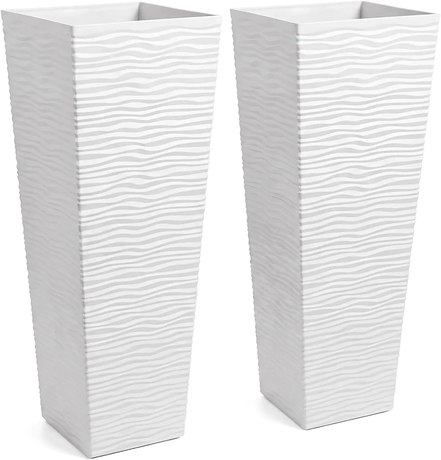 Tacleekii Rectangular Outdoor Planters 24inch 32inch Large Modern Planter Boxes with Removable Liners for Indoor Outdoor Plants Patio Porch Backyard