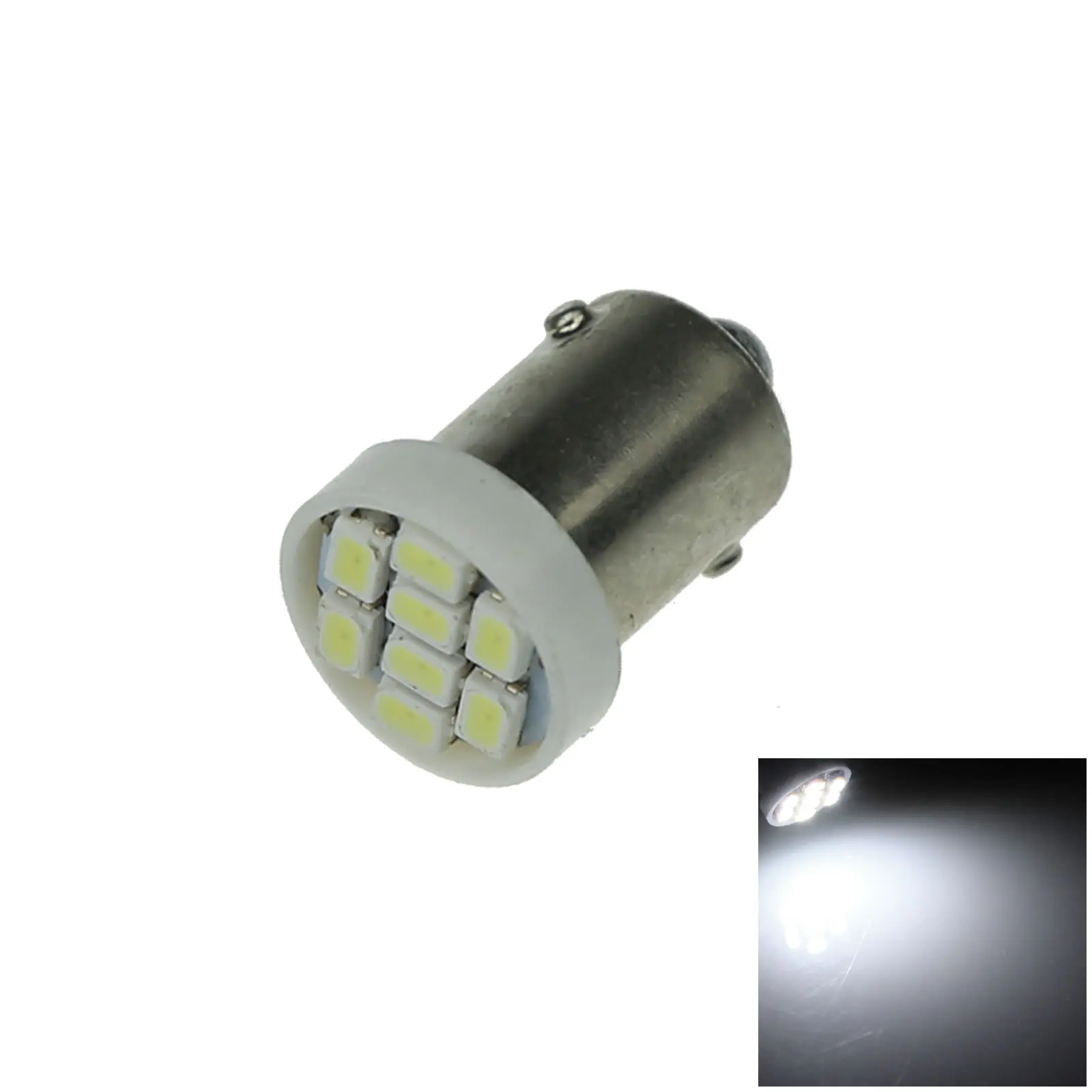 1x Weiß RV BA9S Freiheit Blub Ecke Lampe 8 Strahler 1206 SMD LED W6W 1889 K011-W