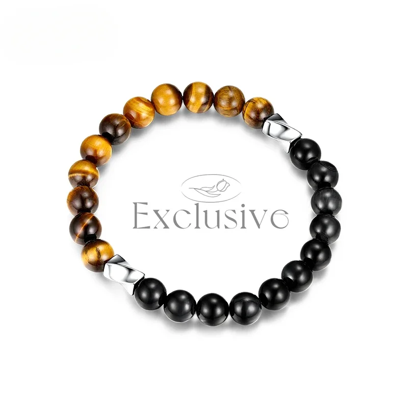 Yellow Tiger's Eye Stone Bracelet Men's Transfer Bead Splicing Beaded Personalized Bracelet