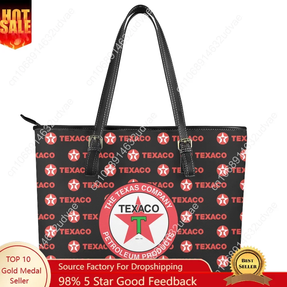 Texaco Handbag Womens Mens Personalized Tote Bag Fashion Shoulder Bag Business Commuter Leather Purse Travel Grocery Bag Gift